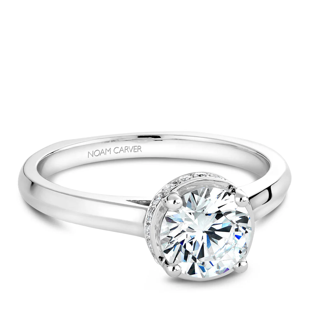 Noam Carver White Gold Knife Edge Euro Shank Engagement Ring Setting with Diamond Accents (0.10 CTW) - Image 2