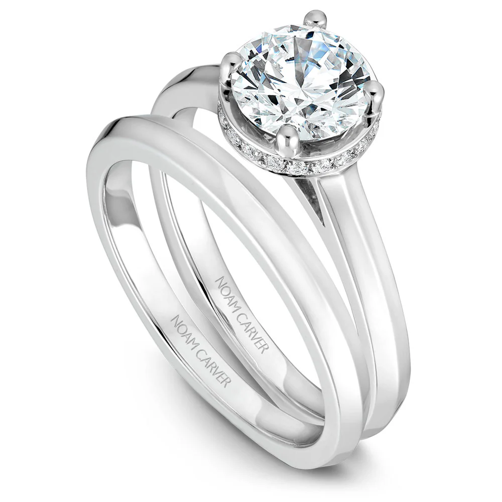 Noam Carver White Gold Knife Edge Euro Shank Engagement Ring Setting with Diamond Accents (0.10 CTW) - Image 4