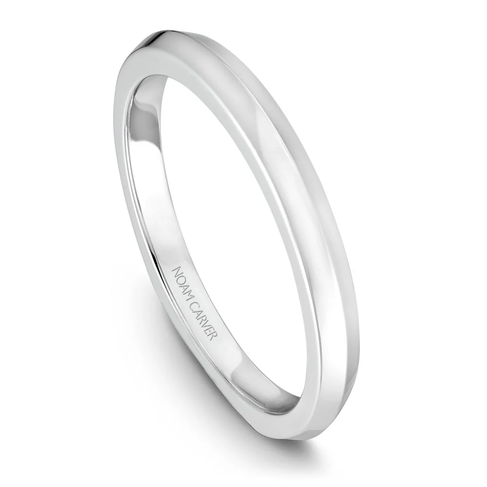 Noam Carver White Gold Knife Edge Euro Shank Engagement Ring Setting with Princess Center Stone (0.10 CTW) - Image 5