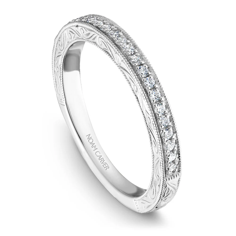 Noam Carver White Gold Milgrain Baguettes and Rounds Engagement Ring Setting (0.40 CTW) - Image 4
