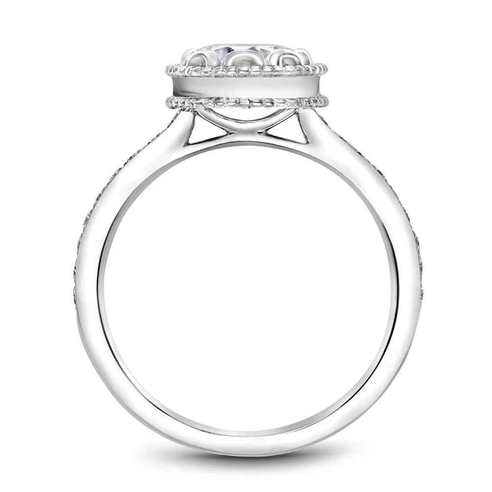 Noam Carver White Gold Milgrain Bezel Halo Engagement Ring Setting (0.20 CTW) - Image 3