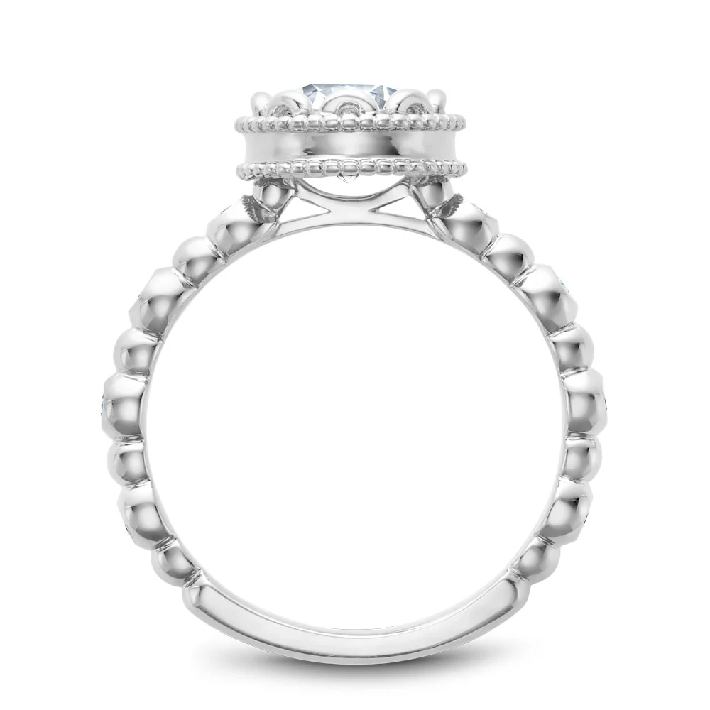 Noam Carver White Gold Milgrain Bezel Halo with Bezel Prongs Engagement Ring Setting (0.35 CTW) - Image 3