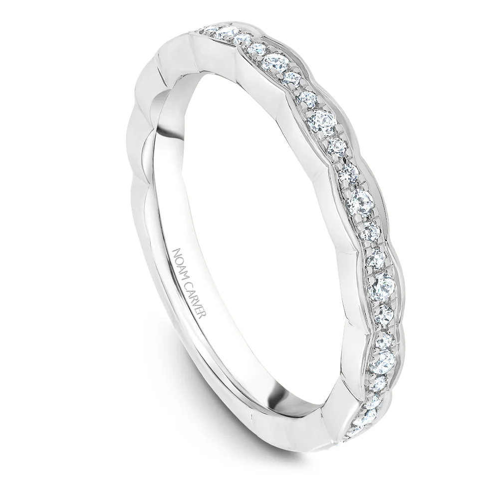 Noam Carver White Gold Milgrain Bezel Halo with Floral Shank Engagement Ring Setting (0.25 CTW) - Image 5