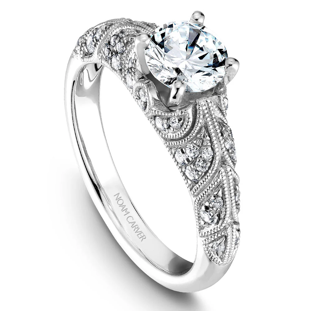 Noam Carver White Gold Milgrain Diamond Engagement Ring Setting (0.33 CTW)