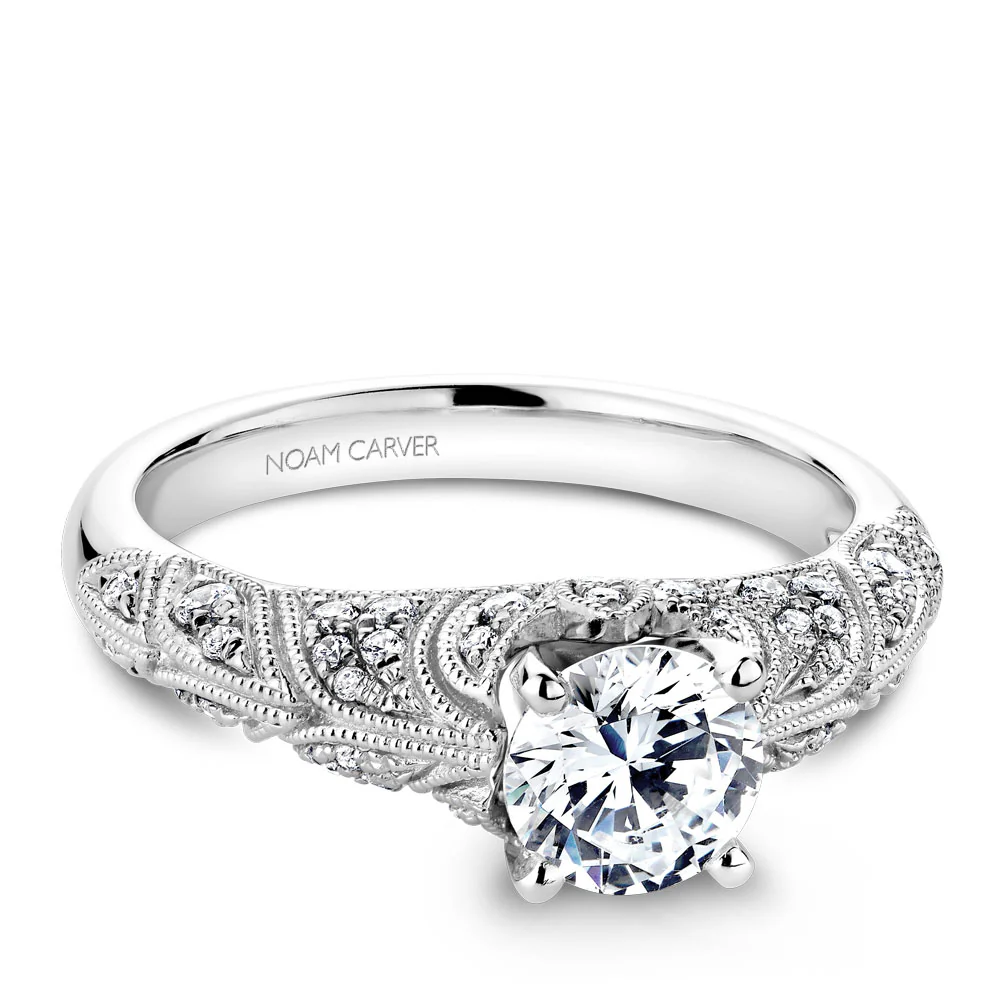 Noam Carver White Gold Milgrain Diamond Engagement Ring Setting (0.33 CTW) - Image 2