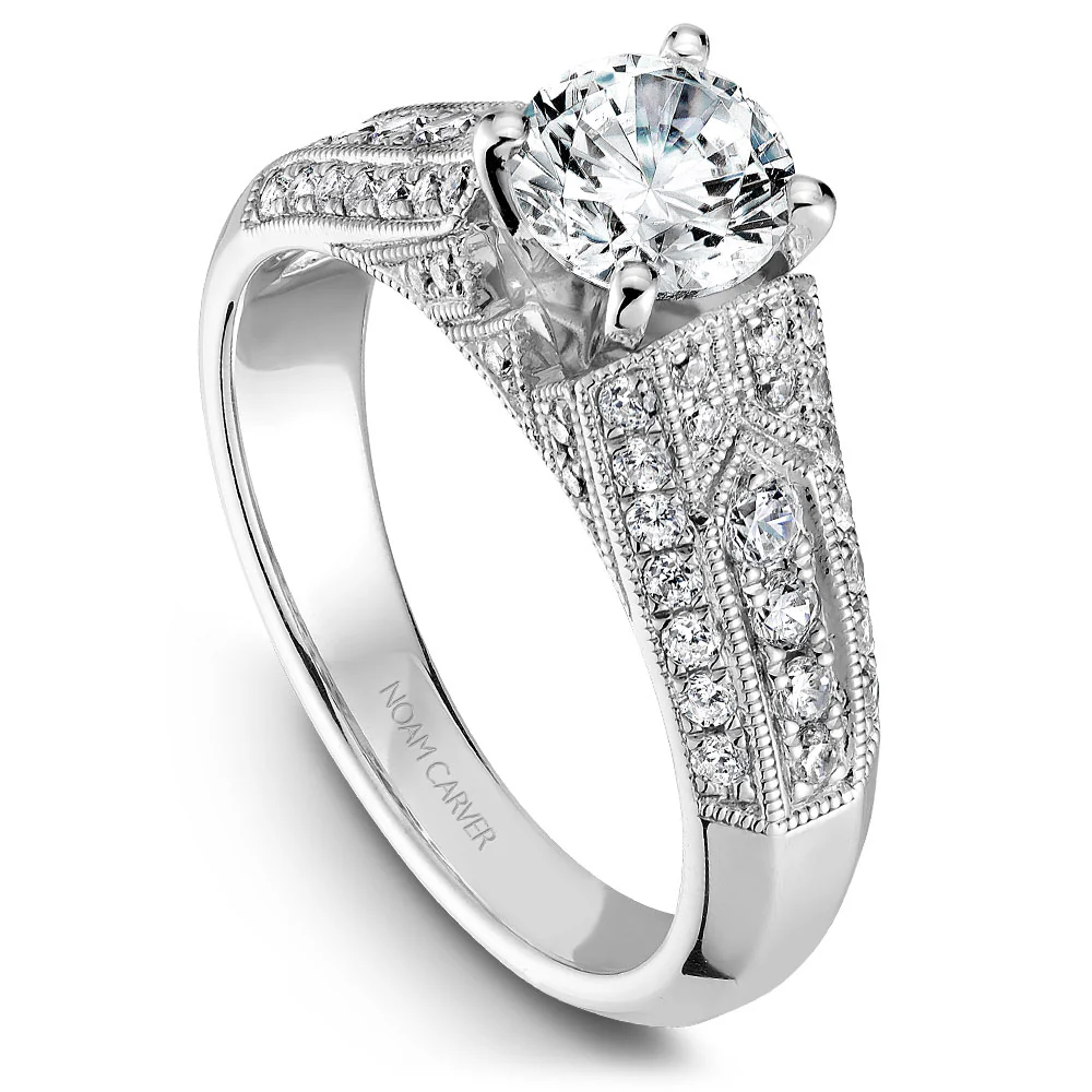 Noam Carver White Gold Milgrain Diamond Engagement Ring Setting (0.51 CTW)