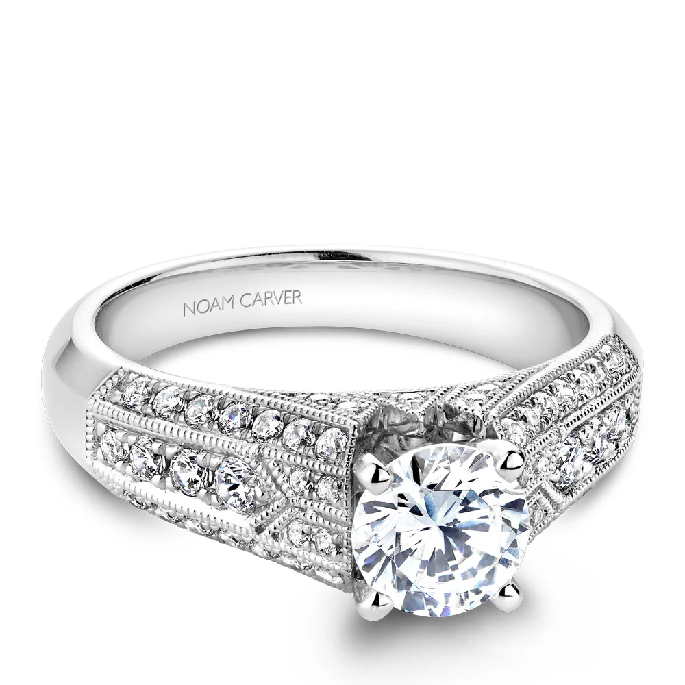 Noam Carver White Gold Milgrain Diamond Engagement Ring Setting (0.51 CTW) - Image 2