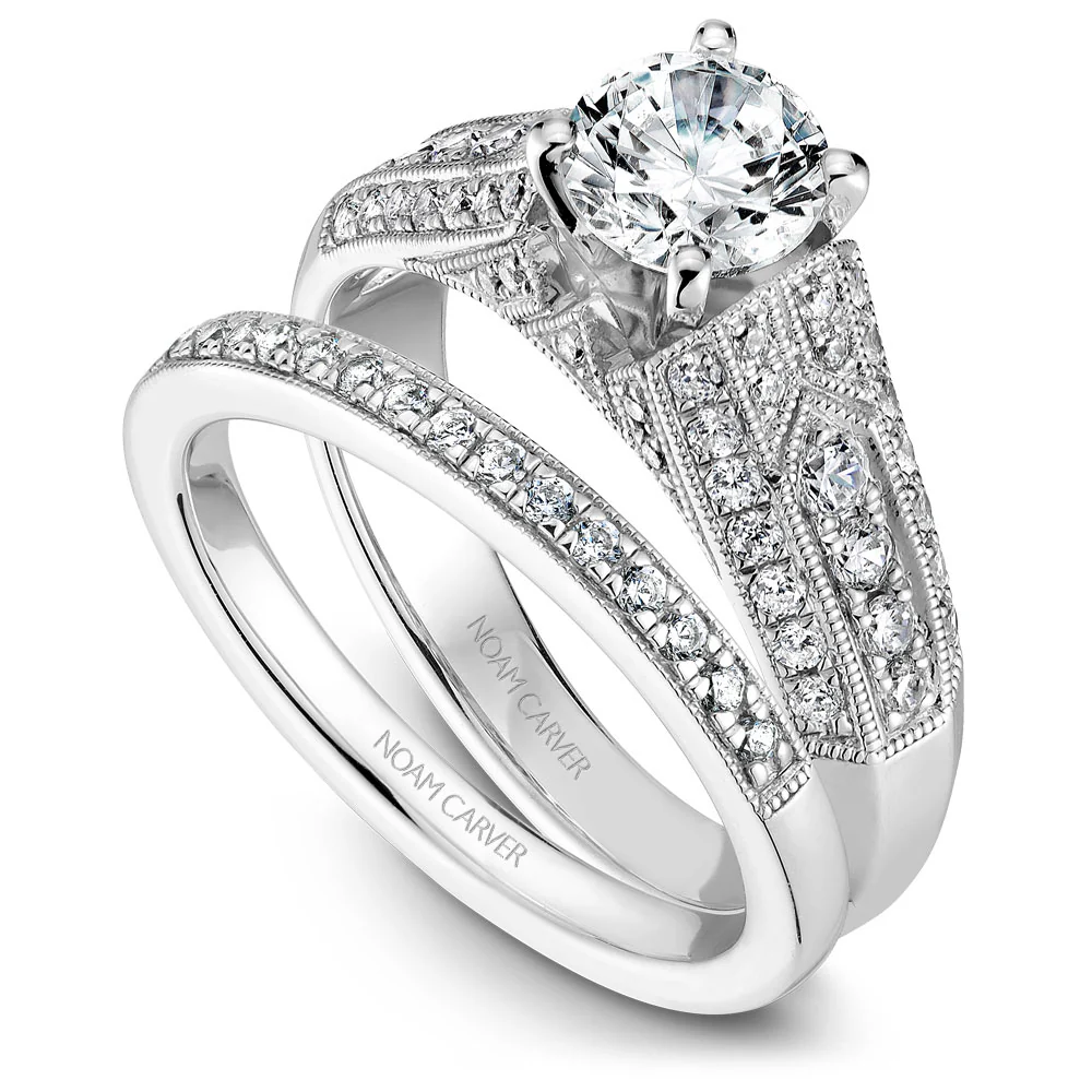 Noam Carver White Gold Milgrain Diamond Engagement Ring Setting (0.51 CTW) - Image 3