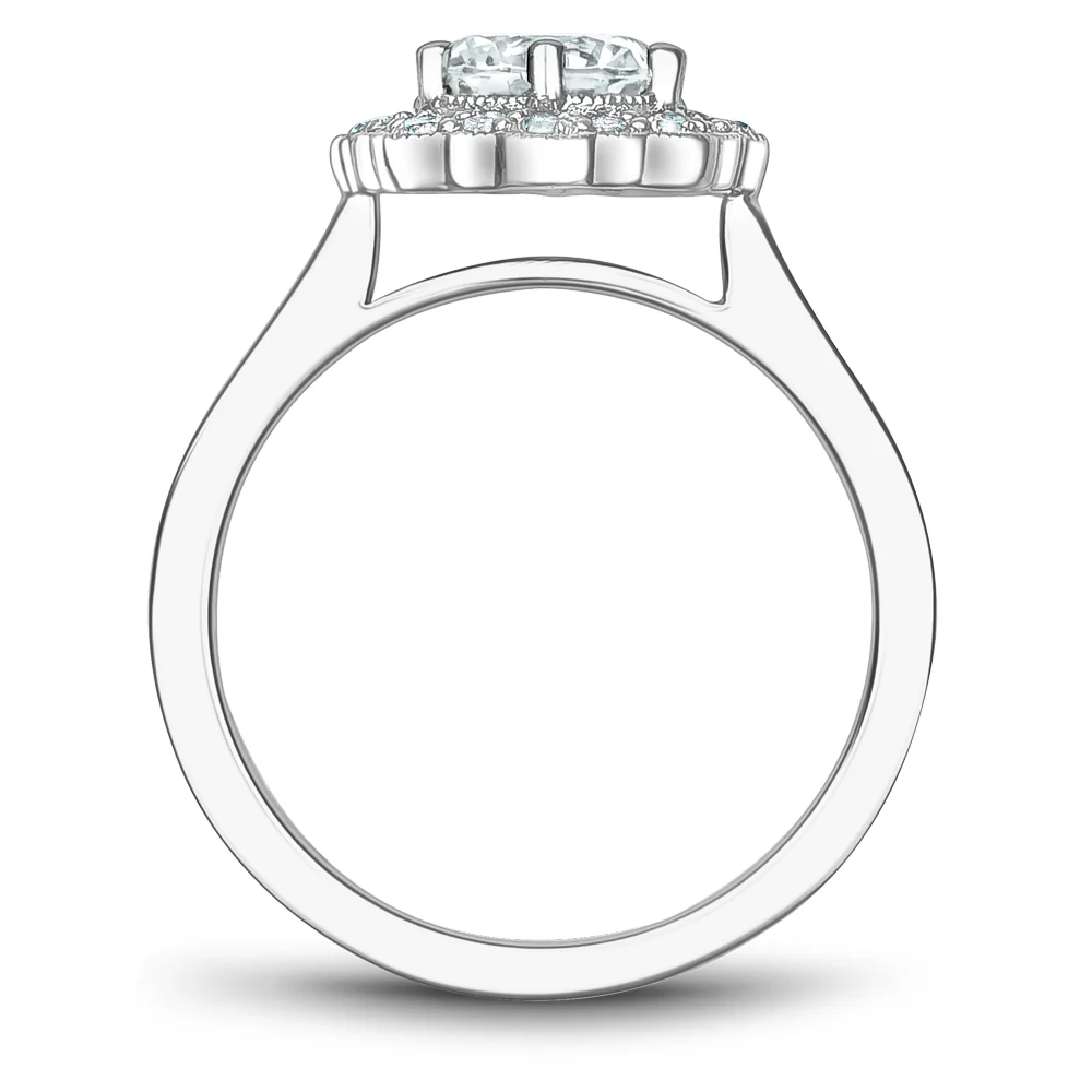 Noam Carver White Gold Milgrain Dot Halo Engagement Ring Setting  (0.26 CTW) - Image 3