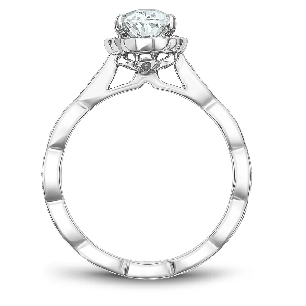 Noam Carver White Gold Oval Diamond Halo Engagement Ring Setting (0.29 CTW) - Image 3
