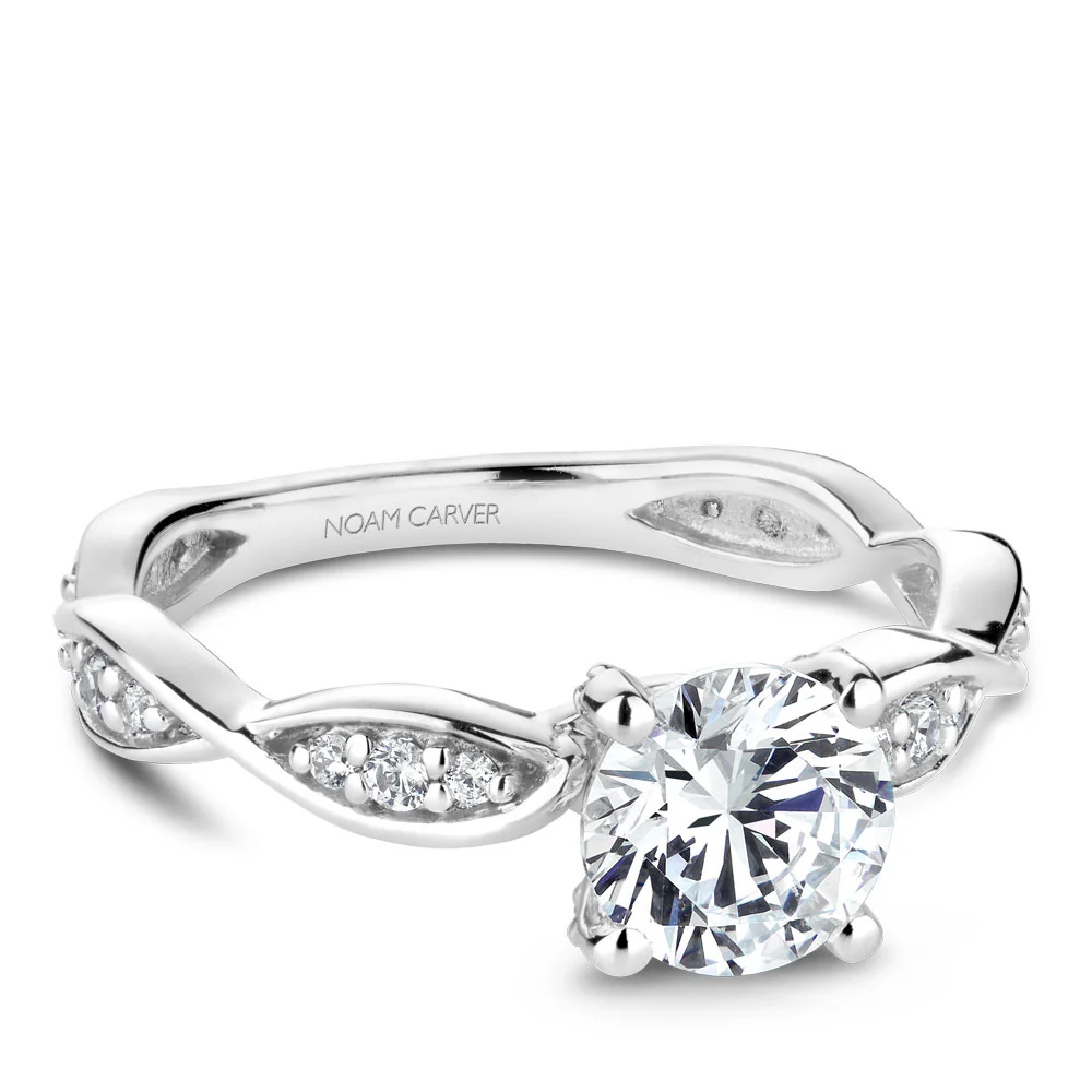 Noam Carver White Gold Pave Set Twist Shank Engagement Ring Setting (0.26 CTW) - Image 2