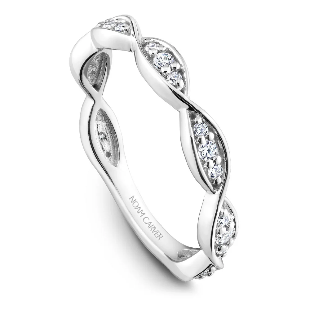 Noam Carver White Gold Pave Set Twist Shank Engagement Ring Setting (0.26 CTW) - Image 5