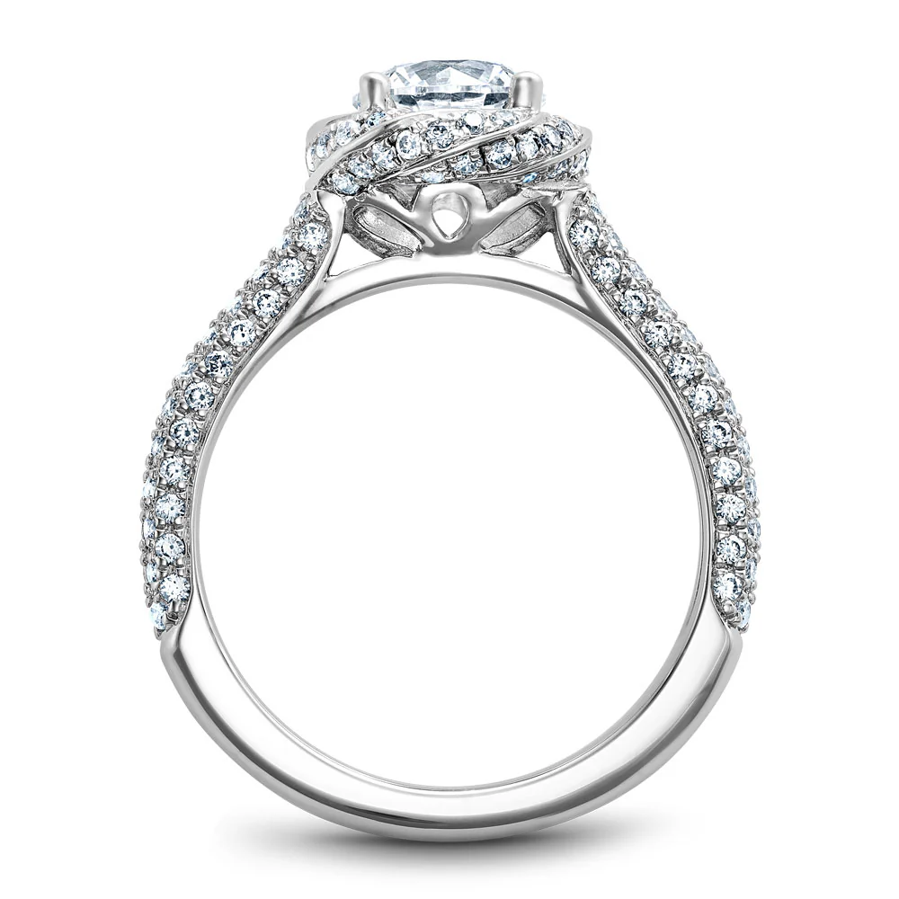 Noam Carver White Gold Pave Twist Halo with Pave Set Diamond Shank Engagement Ring Setting (0.86 CTW) - Image 3