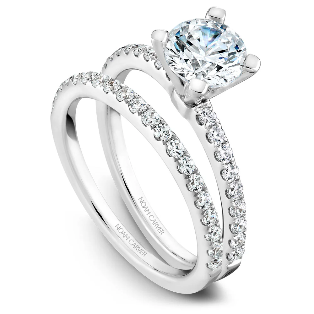 Noam Carver White Gold Peg Head Semi Mount Diamond Solitaire Engagement Ring Setting (0.28 CTW) - Image 3