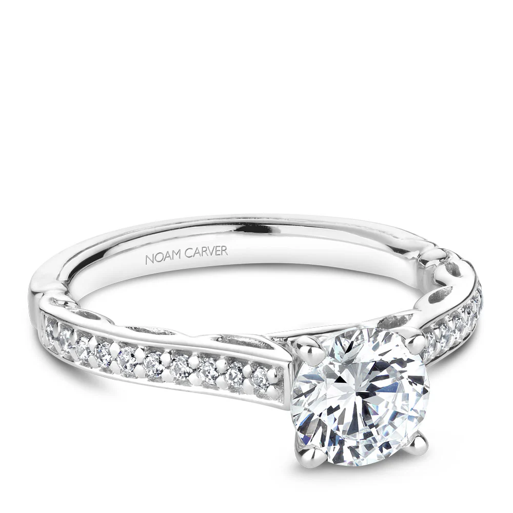 Noam Carver White Gold Shared-Prong inside Channel Set Diamond Engagement Ring Setting (0.16 CTW) - Image 2