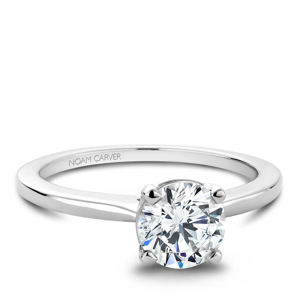 Noam Carver White Gold Solitaire Engagement Ring Setting - Image 2
