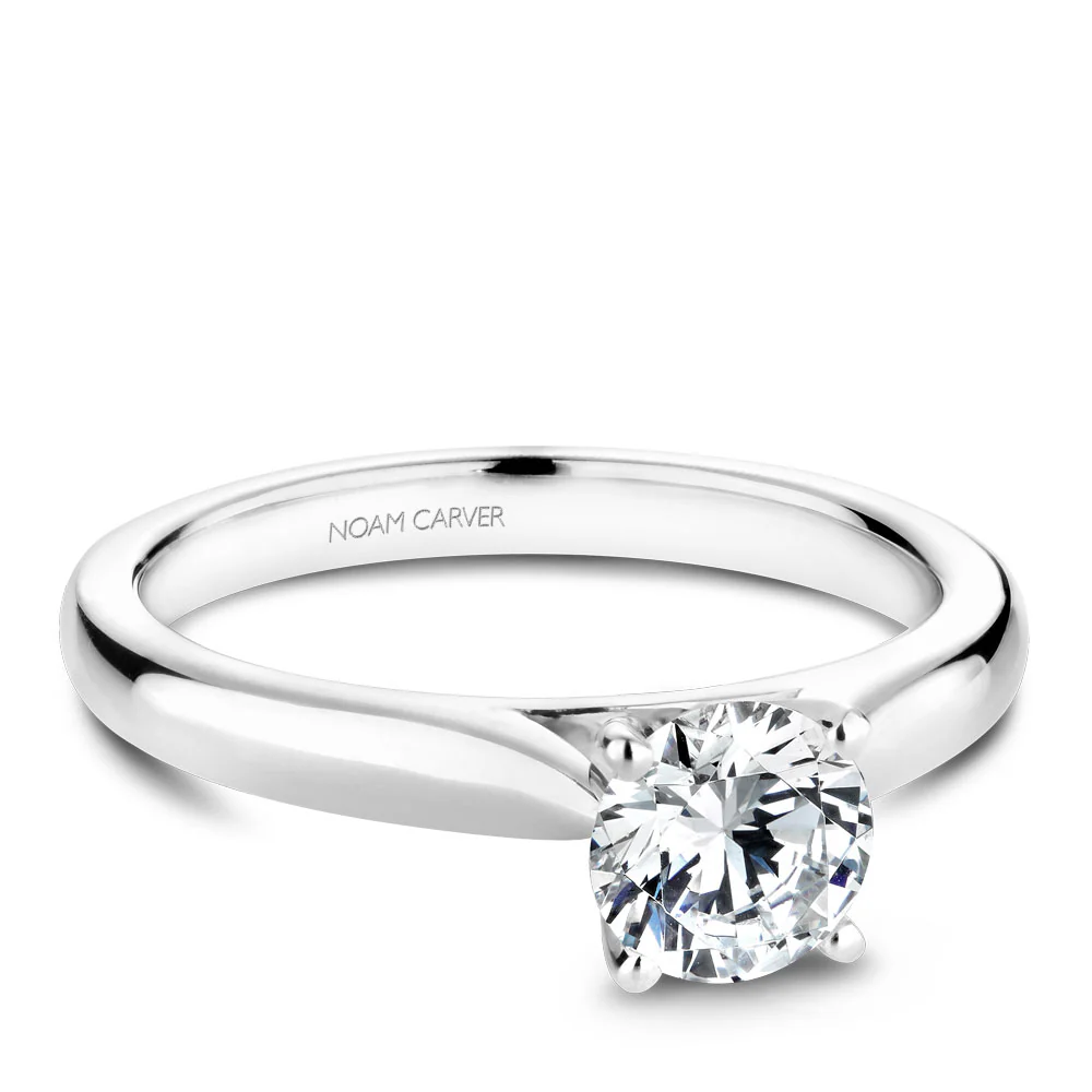 Noam Carver White Gold Solitaire Engagement Ring Setting - Image 2