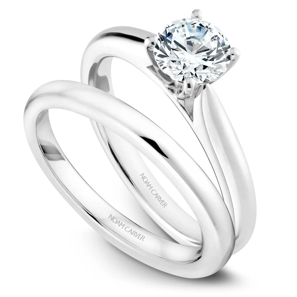 Noam Carver White Gold Solitaire Engagement Ring Setting - Image 4