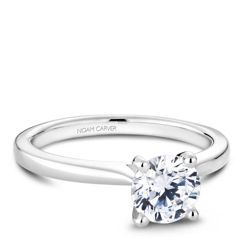 Noam Carver White Gold Solitaire Engagement Ring Setting - Image 2