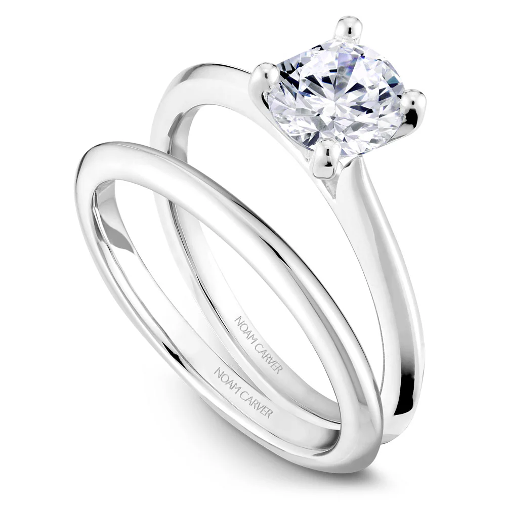 Noam Carver White Gold Solitaire Engagement Ring Setting - Image 4