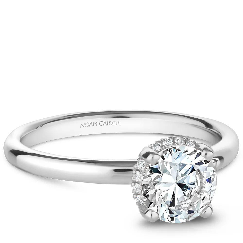 Noam Carver White Gold Solitaire Engagement Ring Setting with Diamond Centerpiece (0.06 CTW) - Image 2
