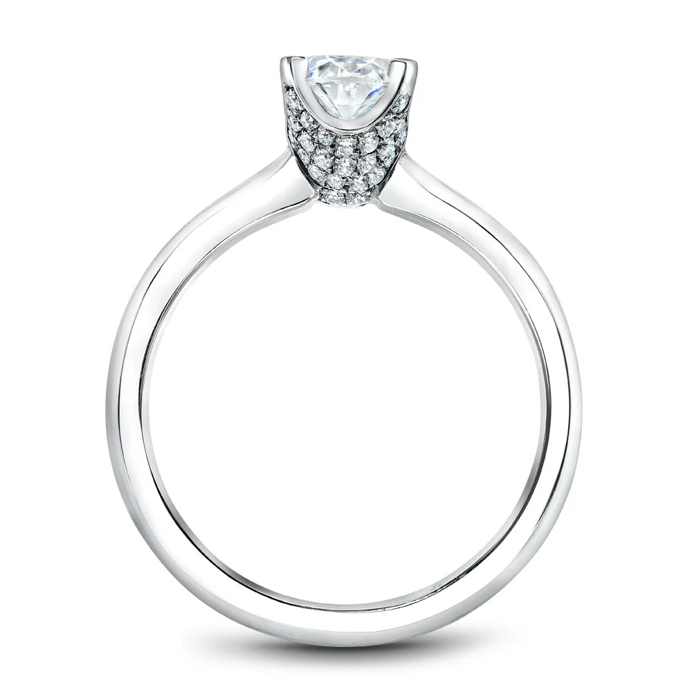 Noam Carver White Gold Solitaire Engagement Ring Setting with Diamond Crown and Oval Center Stone (0.17 CTW) - Image 2