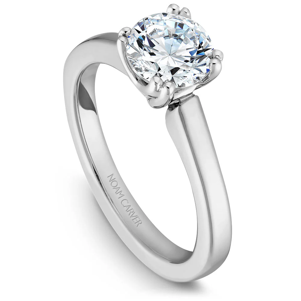 Noam Carver White Gold Solitaire Engagement Ring Setting with Double Prongs
