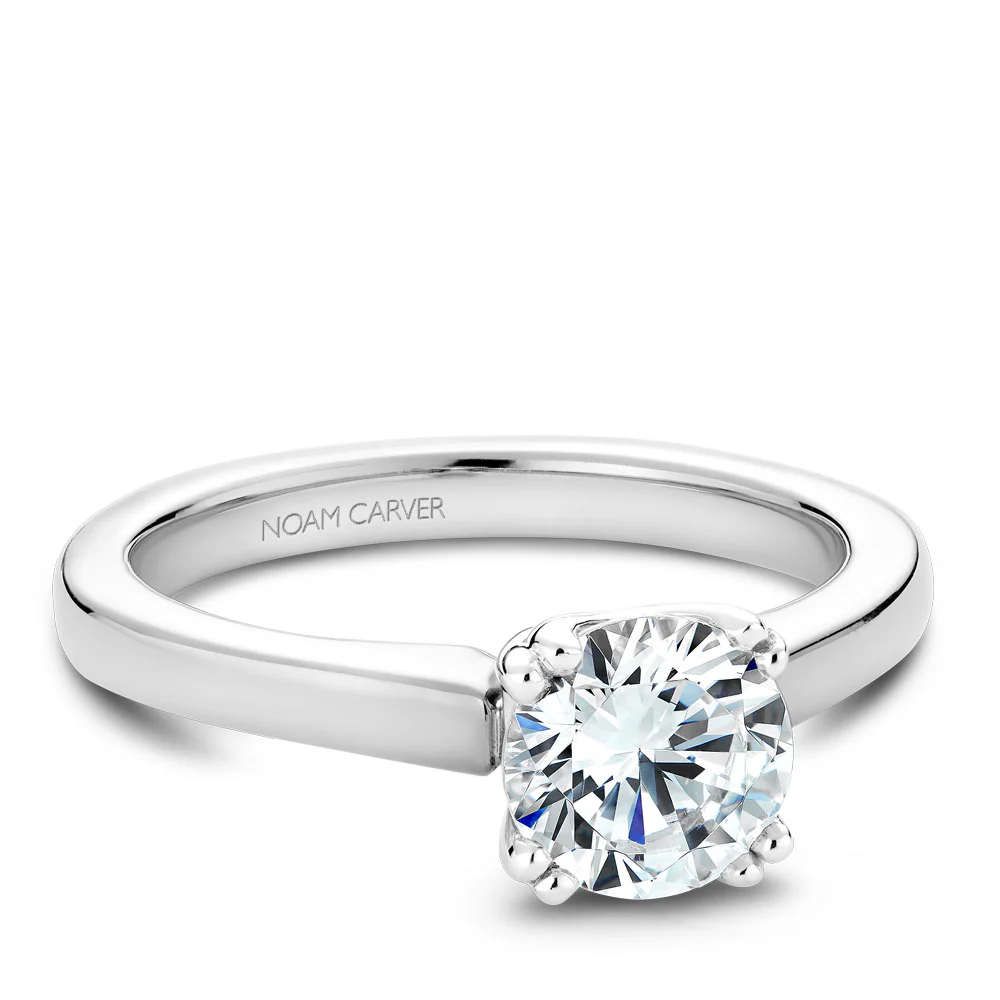 Noam Carver White Gold Solitaire Engagement Ring Setting with Double Prongs - Image 2