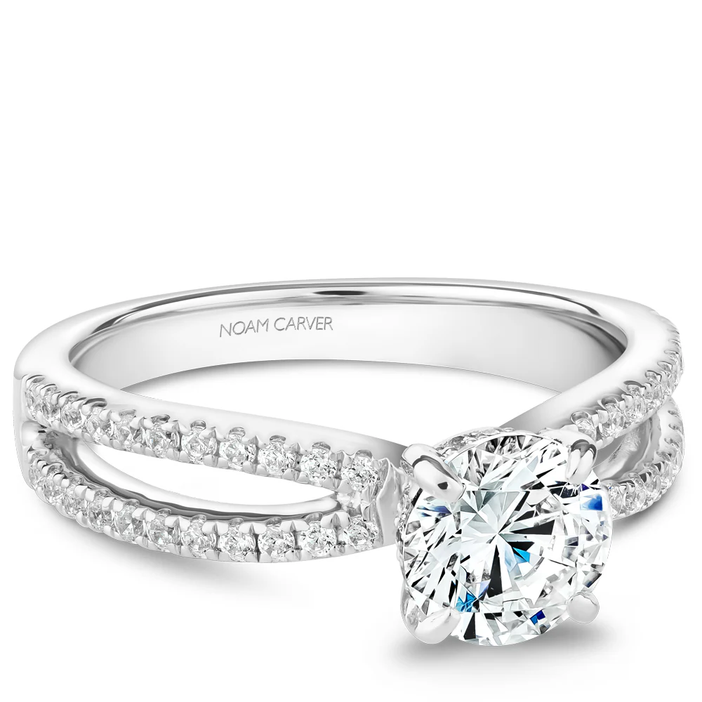 Noam Carver White Gold Split Shank Diamond Engagement Ring Setting (0.31 CTW) - Image 2