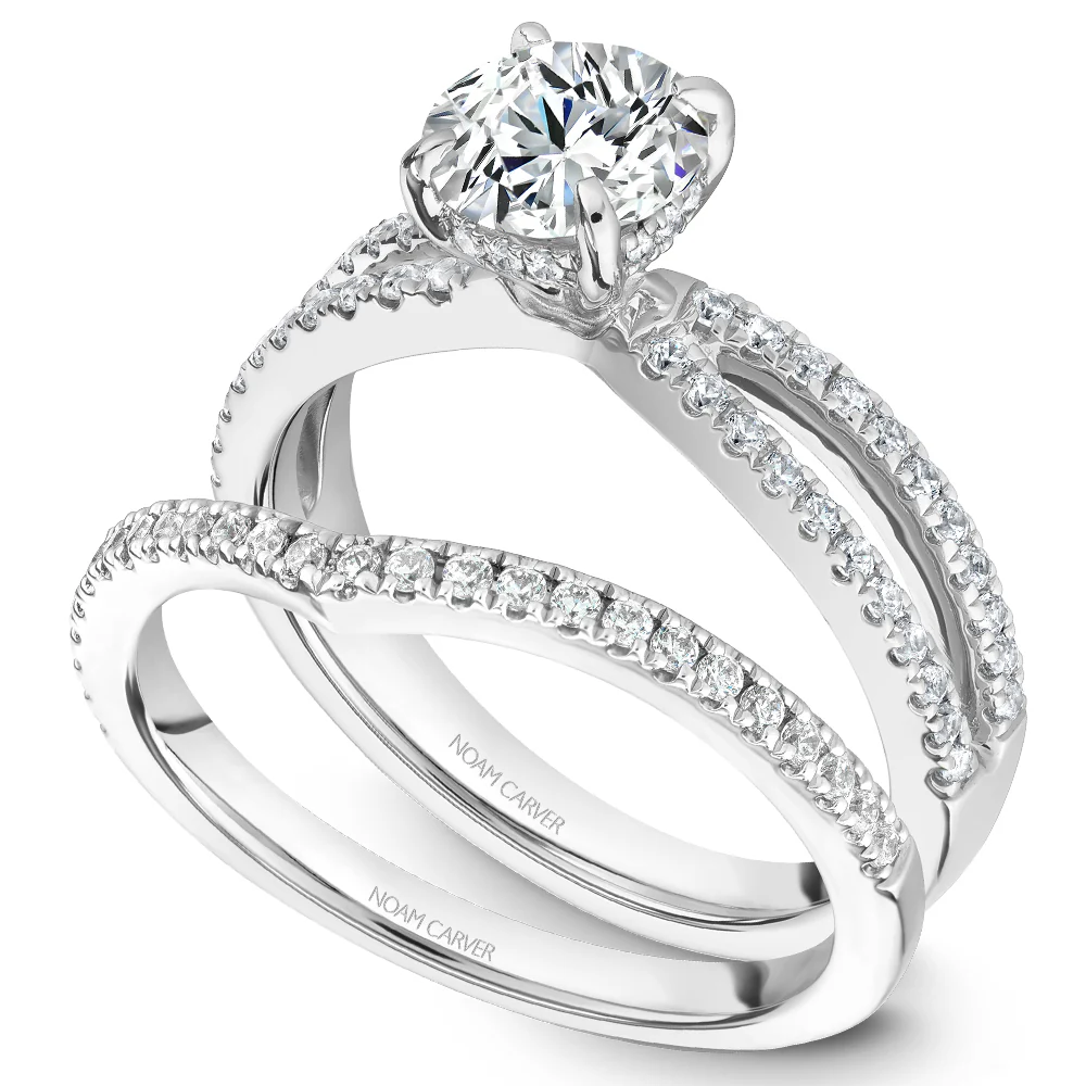 Noam Carver White Gold Split Shank Diamond Engagement Ring Setting (0.31 CTW) - Image 4