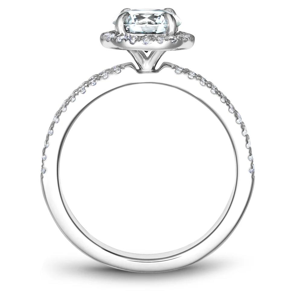 Noam Carver White Gold Split Shank Diamond Engagement Ring Setting with Halo (0.38 CTW) - Image 3