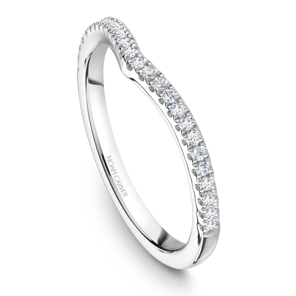 Noam Carver White Gold Split Shank Diamond Engagement Ring Setting with Halo (0.38 CTW) - Image 5