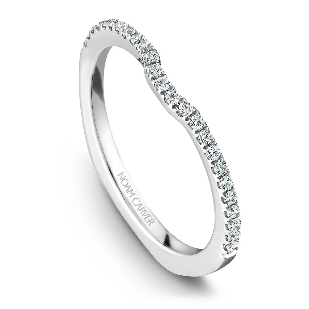 Noam Carver White Gold Split Shank Diamond Engagement Ring Setting with Halo (0.45 CTW) - Image 4