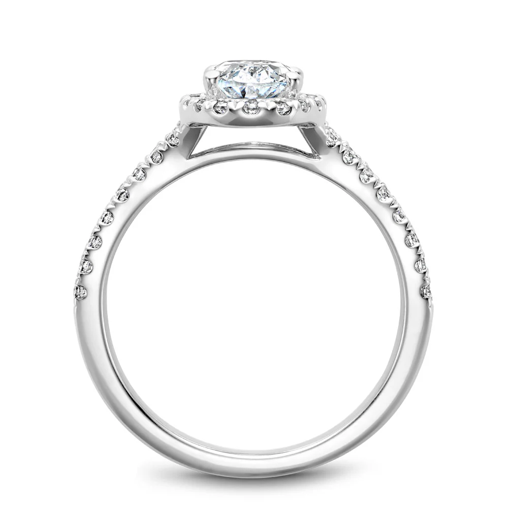 Noam Carver White Gold Split Shank Oval Diamond Engagement Ring Setting with Halo (0.55 CTW) - Image 3