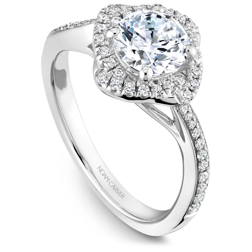 Noam Carver White Gold Square Halo Diamond Engagement Ring Setting (0.26 CTW)