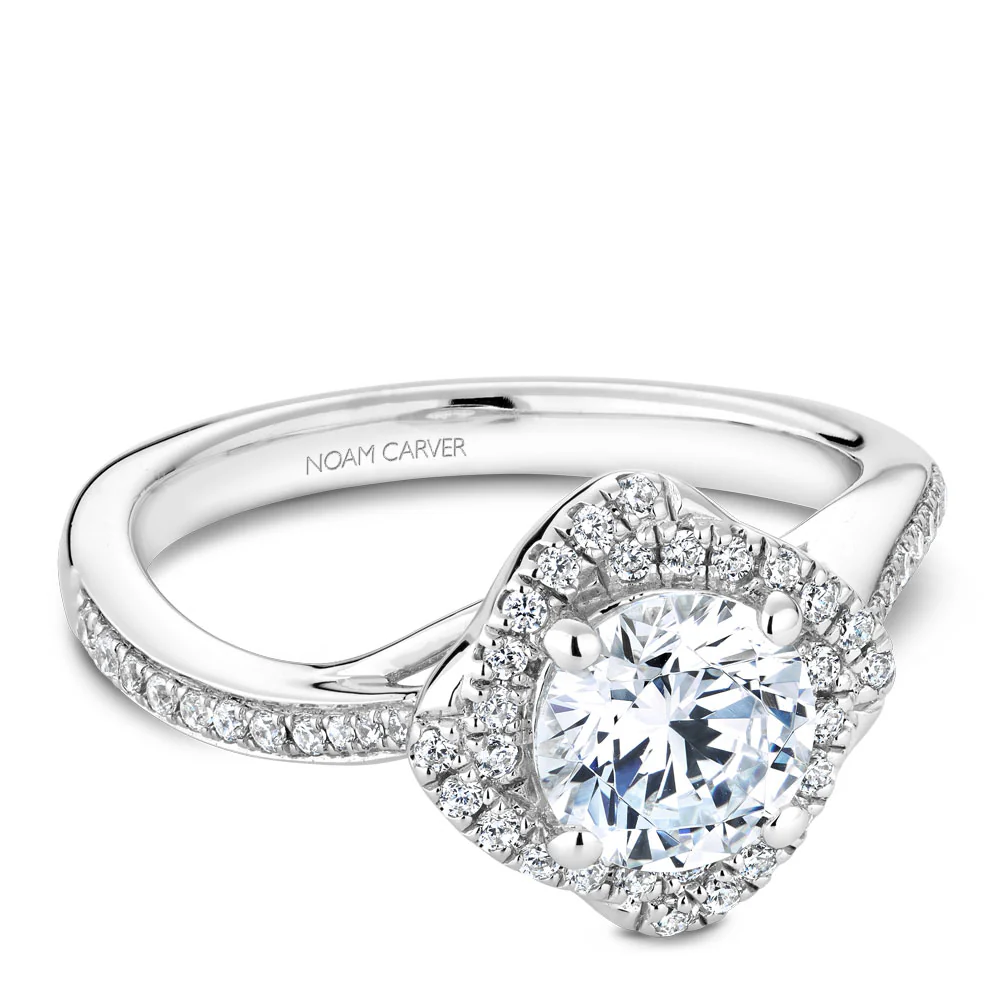 Noam Carver White Gold Square Halo Diamond Engagement Ring Setting (0.26 CTW) - Image 2