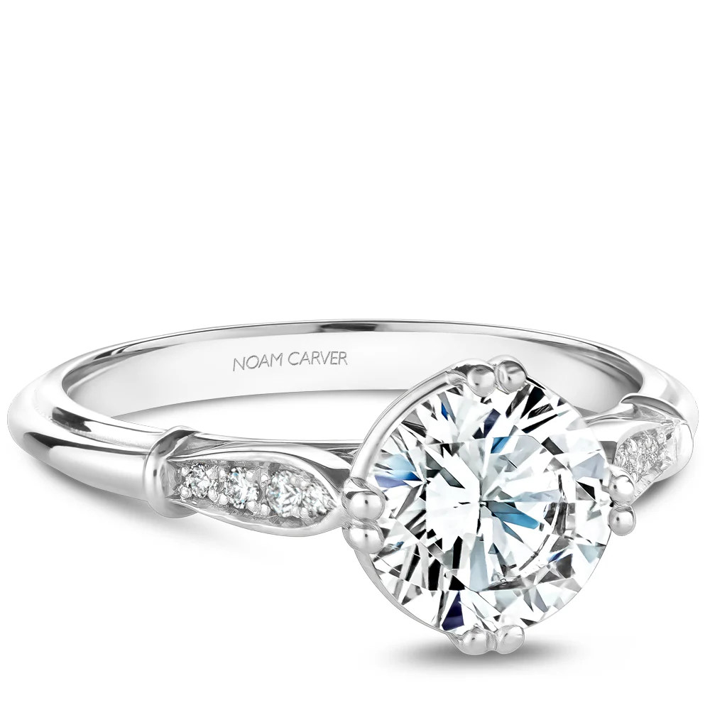 Noam Carver White Gold Vintage Diamond Engagement Ring Setting (0.06 CTW) - Image 2