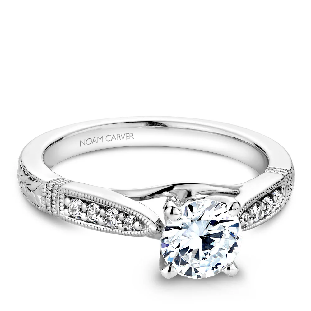 Noam Carver White Gold Vintage Diamond Engagement Ring Setting (0.11 CTW) - Image 2