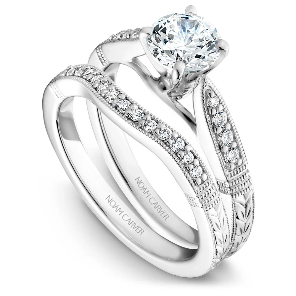 Noam Carver White Gold Vintage Diamond Engagement Ring Setting (0.11 CTW) - Image 3