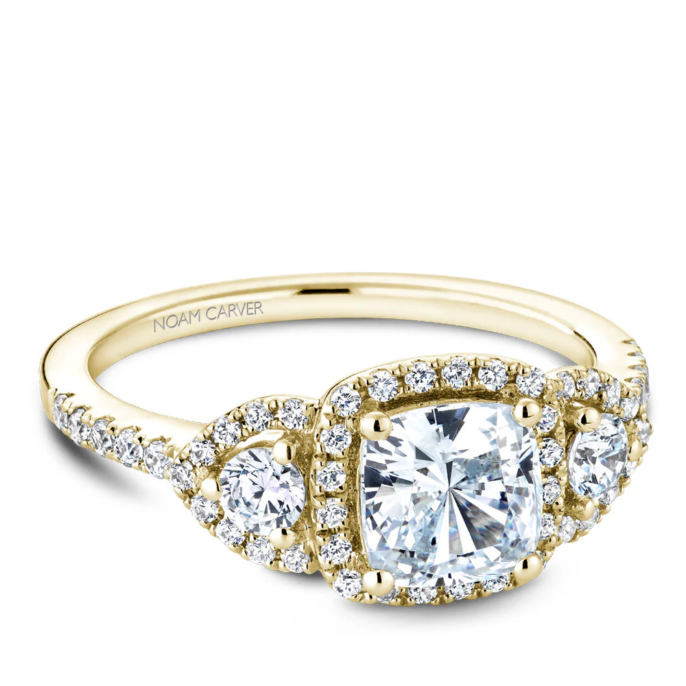Noam Carver Yellow Gold 3-Stone Diamond Engagement Ring Setting (0.51 CTW) - Image 3