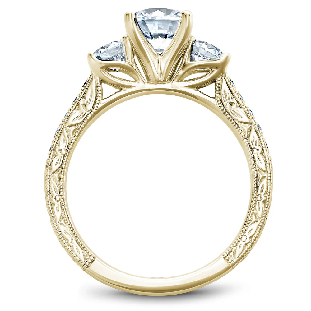 Noam Carver Yellow Gold 3-Stone Diamond Engagement Ring Setting (0.66 CTW) - Image 2