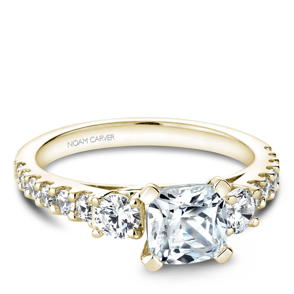 Noam Carver Yellow Gold 3-Stone Diamond Engagement Ring Setting (0.70 CTW) - Image 3