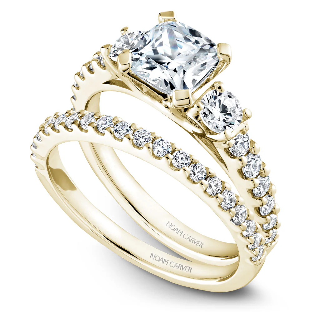 Noam Carver Yellow Gold 3-Stone Diamond Engagement Ring Setting (0.70 CTW) - Image 4