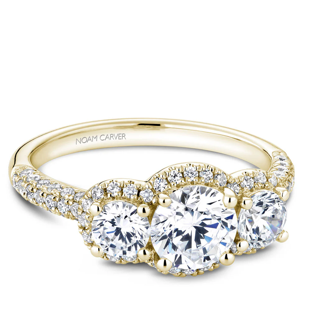 Noam Carver Yellow Gold 3-Stone Diamond Engagement Ring Setting (0.99 CTW) - Image 3