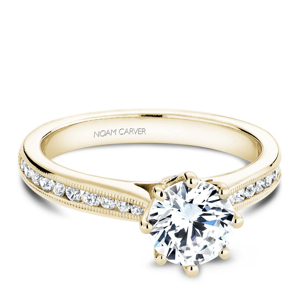 Noam Carver Yellow Gold 8-Prong Channel Set Diamond Engagement Ring Setting (0.25 CTW) - Image 2