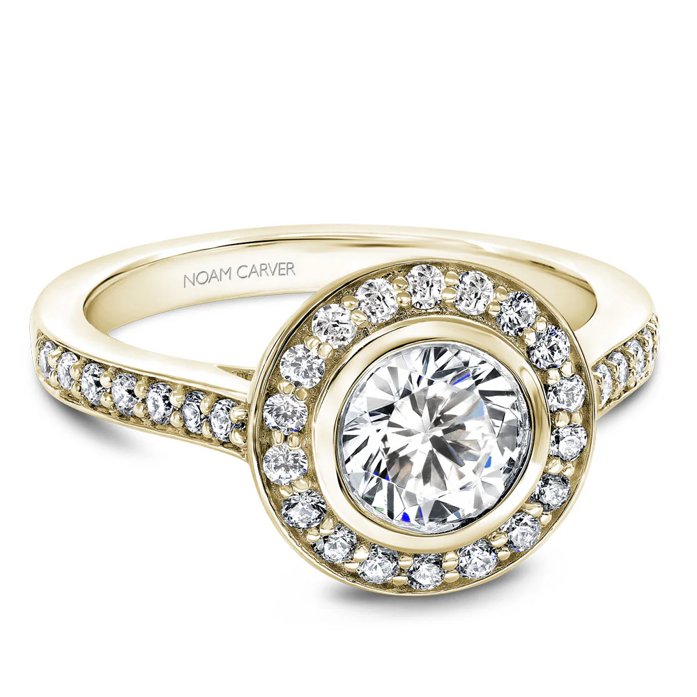 Noam Carver Yellow Gold Bezel Diamond Halo Engagement Ring (0.44 CTW) - Image 2