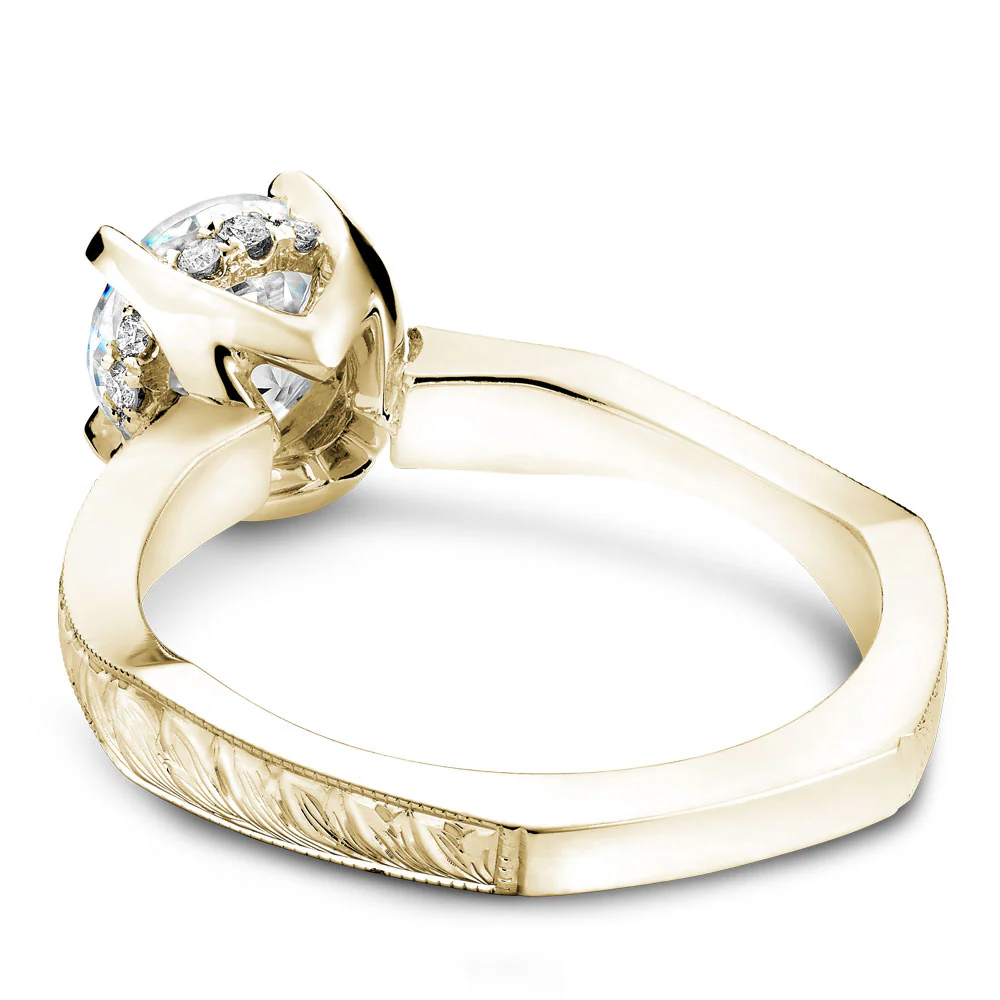 Noam Carver Yellow Gold Carved Euro Shank Engagement Ring Setting (0.09 CTW) - Image 3