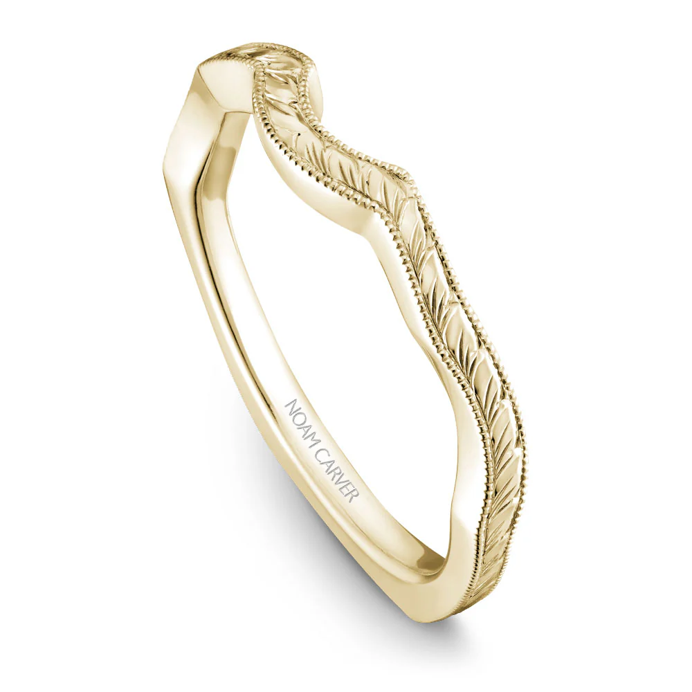 Noam Carver Yellow Gold Carved Euro Shank Engagement Ring Setting (0.09 CTW) - Image 5