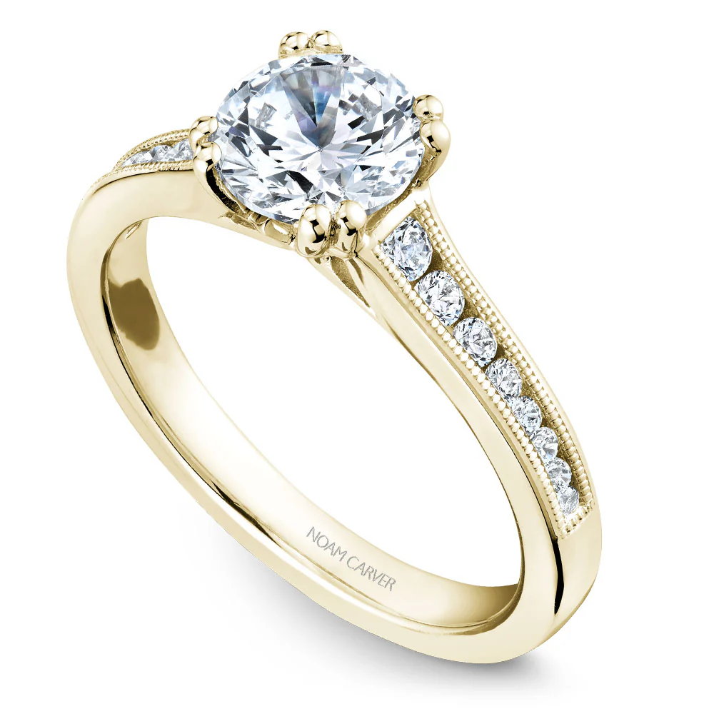 Noam Carver Yellow Gold Channel Set Diamond Engagement Ring Setting (0.24 CTW)
