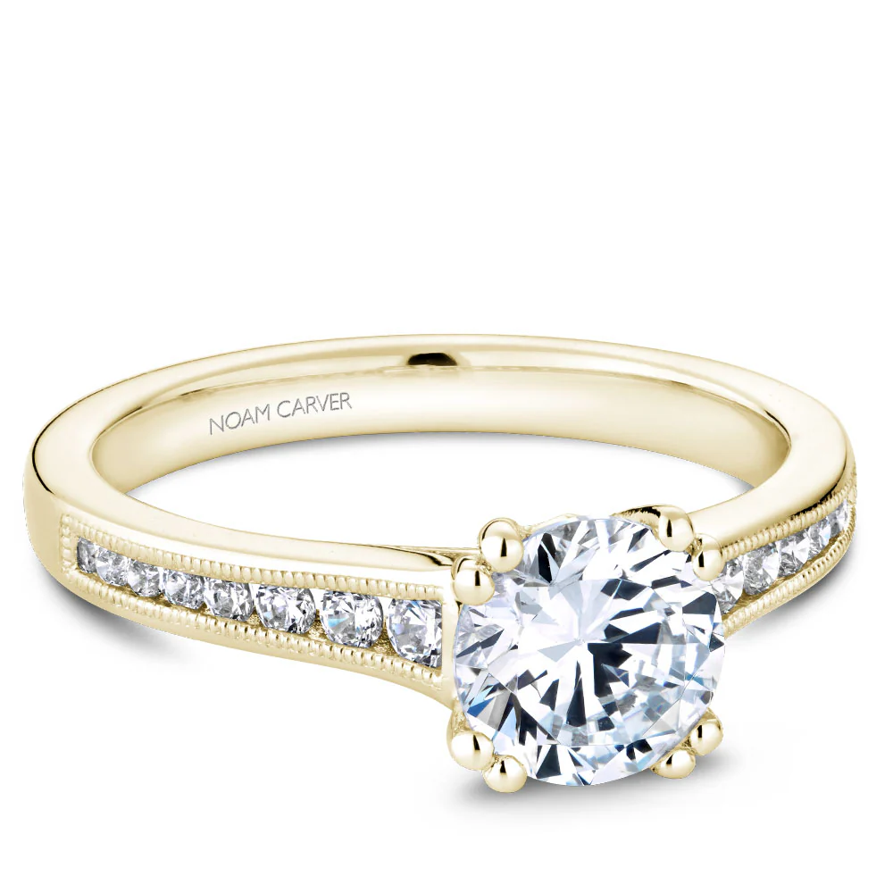 Noam Carver Yellow Gold Channel Set Diamond Engagement Ring Setting (0.24 CTW) - Image 2
